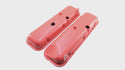 1965-72 CHEVY BIG BLOCK 396-427-454 SHORT OEM STYLE STEEL VALVE COVERS W- DRIPPER RAILS - ORANGE