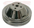 1955-68 CHEVY SMALL BLOCK BLACK CHROME STEEL WATER PUMP PULLEY - SHORT (2 GROOVE)
