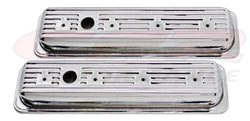 STEEL 1987-00 CHEVY-GMC 5.0L & 5.7L CENTER BOLT VALVE COVERS- CHROME (BOTH SIDE ONE HOLE ONLY)