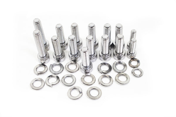 CFR Performance Oil Pan Bolts Kit SHC – 17-Piece Steel Bolt & Lock Washer Set – Chrome Finish