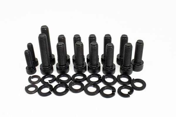 CFR Performance Oil Pan Bolts Kit SHC – 17-Piece Steel Bolt & Lock Washer Set – Black Finish