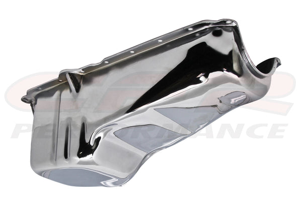 STEEL 1986-02 CHEVY SMALL BLOCK 283-305-327-350 STOCK CAPACITY OIL PAN - CHROME
