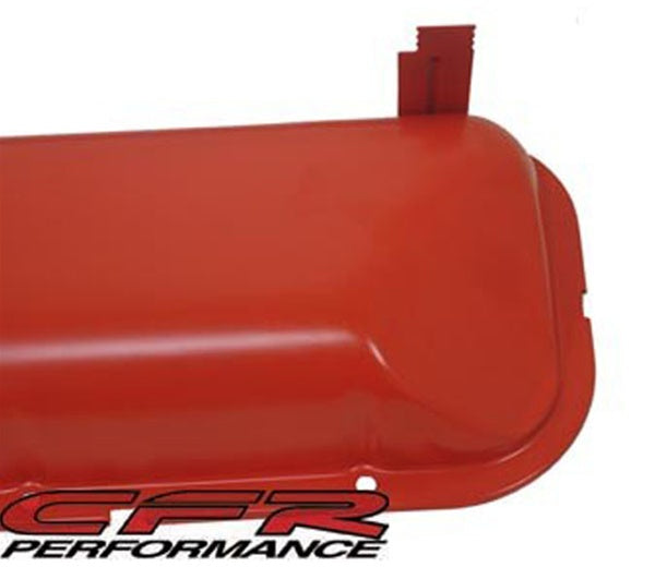 1965-72 CHEVY BIG BLOCK 396-427-454 SHORT OEM STYLE (RECESSED CORNER) STEEL VALVE COVERS - ORANGE