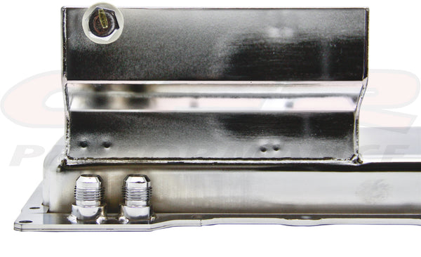 STEEL 1965-72 CHEVY GM LS ENGINES OIL PAN 7 QT AN -10 FITTING - CHROME