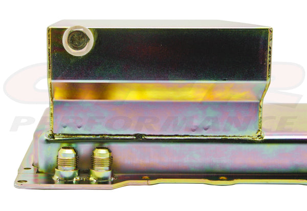 STEEL 1965-72 CHEVY GM LS ENGINES OIL PAN 7 QT AN -10 FITTING - ZINC
