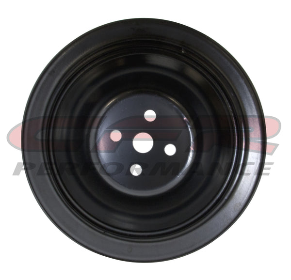 1955-68 CHEVY BIG BLOCK BLACK STEEL WATER PUMP PULLEY - 2 GROOVE (SHORT)