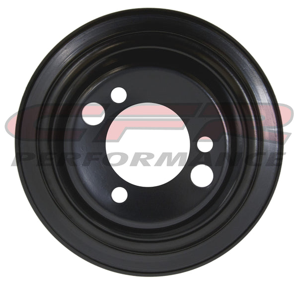 1955-68 CHEVY BlACK STEEL CRANK A-C ADD ON PULLEY - 1 GROOVE (SHORT)