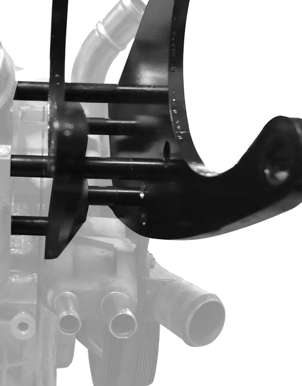 STEEL CHEVY LS SANDEN 508 STYLE AIR COMPRESSOR RELOCATION LONG BRACKET KIT - BLACK